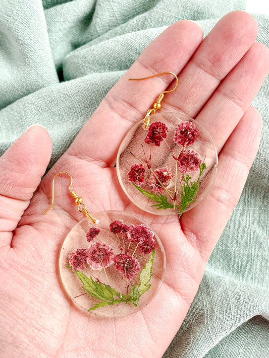 Fuchsia Mini Bloom Resin Earrings