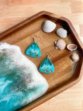 Triangle Ocean-Inspired Resin Earrings with Real Shells Triangle Ocean-Inspired Resin Earrings with Real Shells