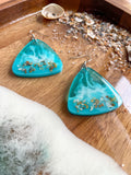 Triangle Ocean-Inspired Resin Earrings with Real Shells Triangle Ocean-Inspired Resin Earrings with Real Shells
