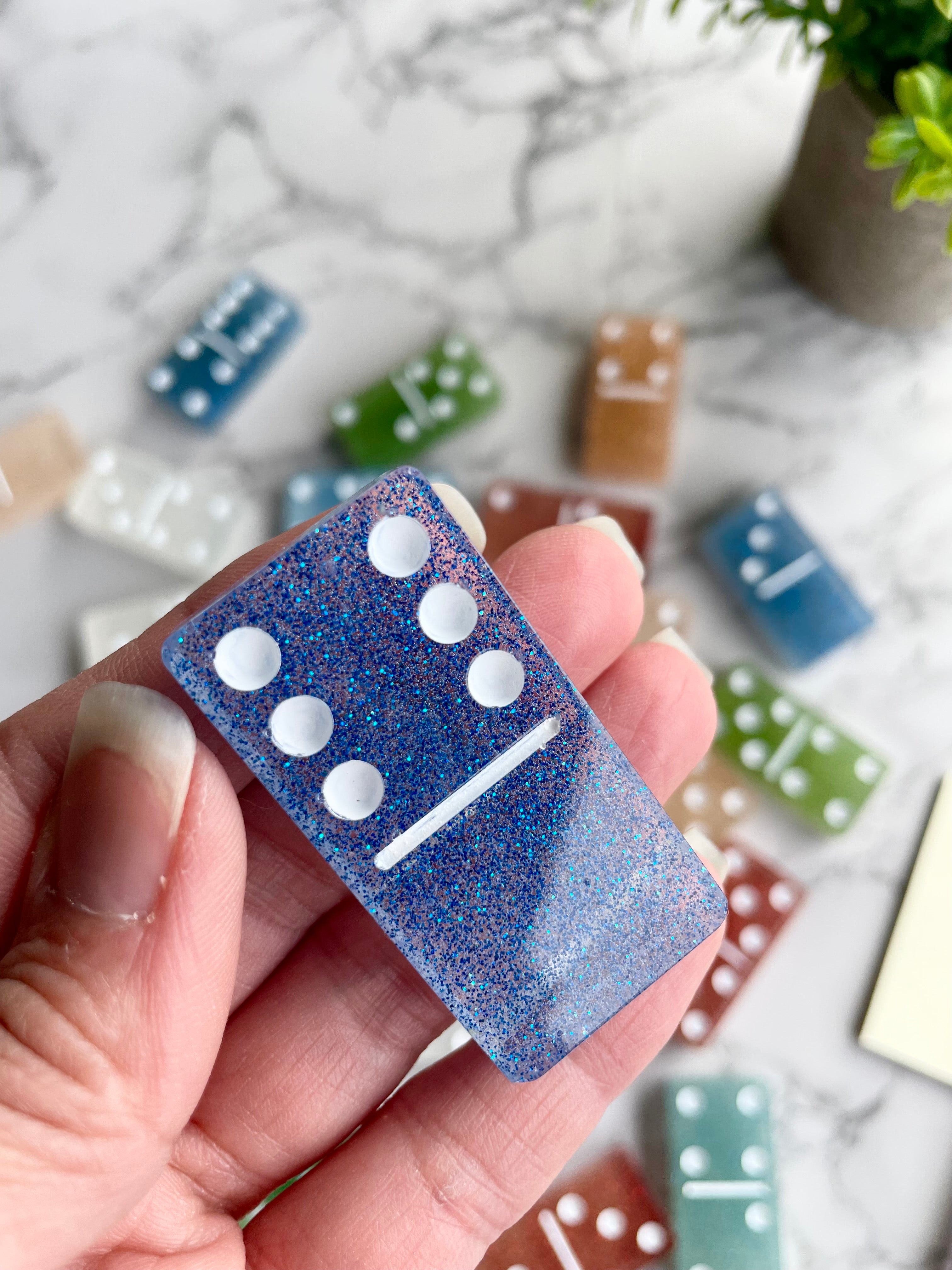 Multicolored Glitter Dominoes- double 6 Multicolored Glitter Dominoes- double 6