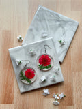 Handmade Red Flower Resin Earrings – Real Pressed Floral Jewelry Handmade Red Flower Resin Earrings – Real Pressed Floral Jewelry