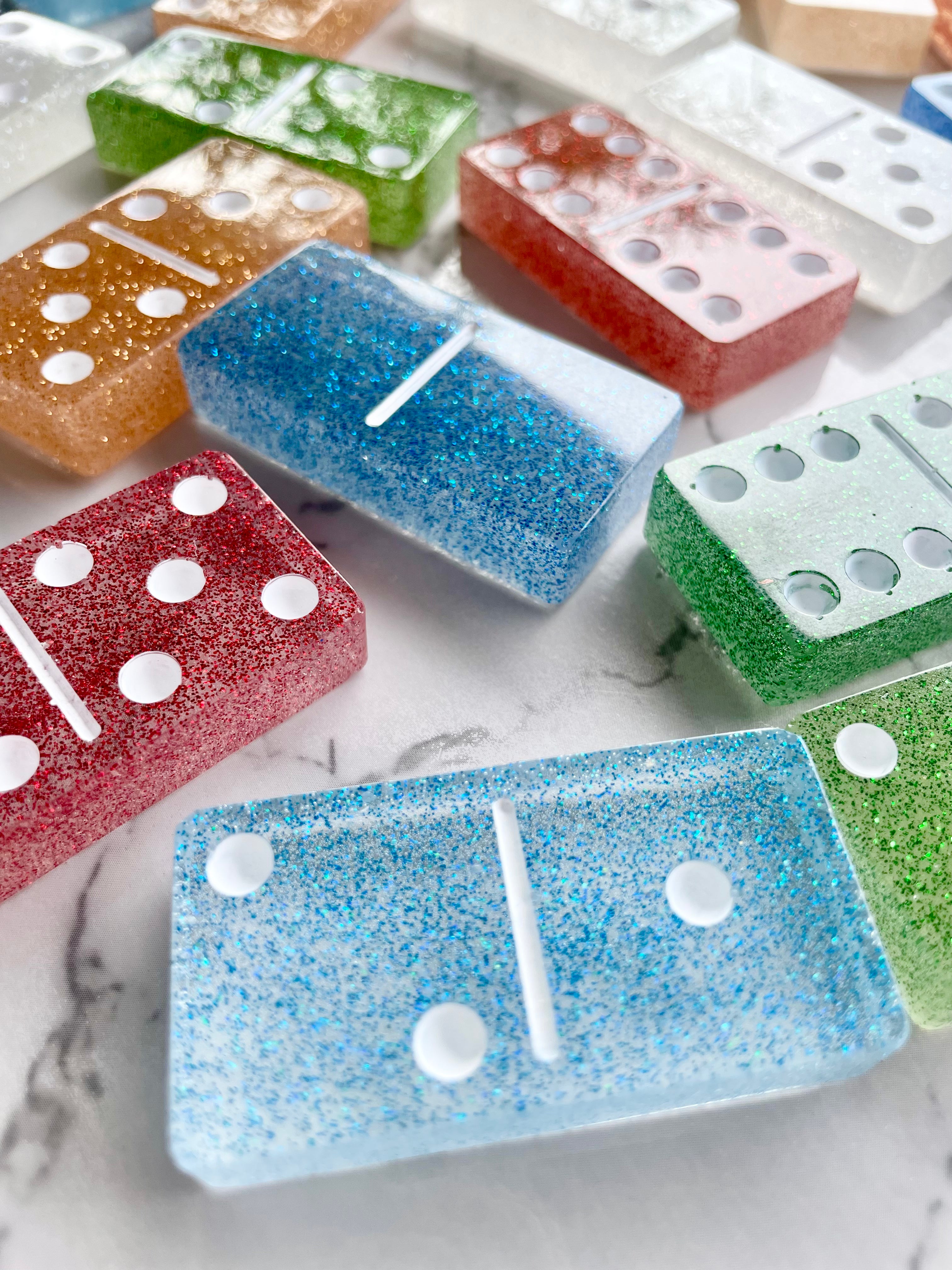 Multicolored Glitter Dominoes- double 6 Multicolored Glitter Dominoes- double 6
