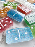 Multicolored Glitter Dominoes- double 6 Multicolored Glitter Dominoes- double 6