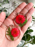 Handmade Red Flower Resin Earrings – Real Pressed Floral Jewelry Handmade Red Flower Resin Earrings – Real Pressed Floral Jewelry