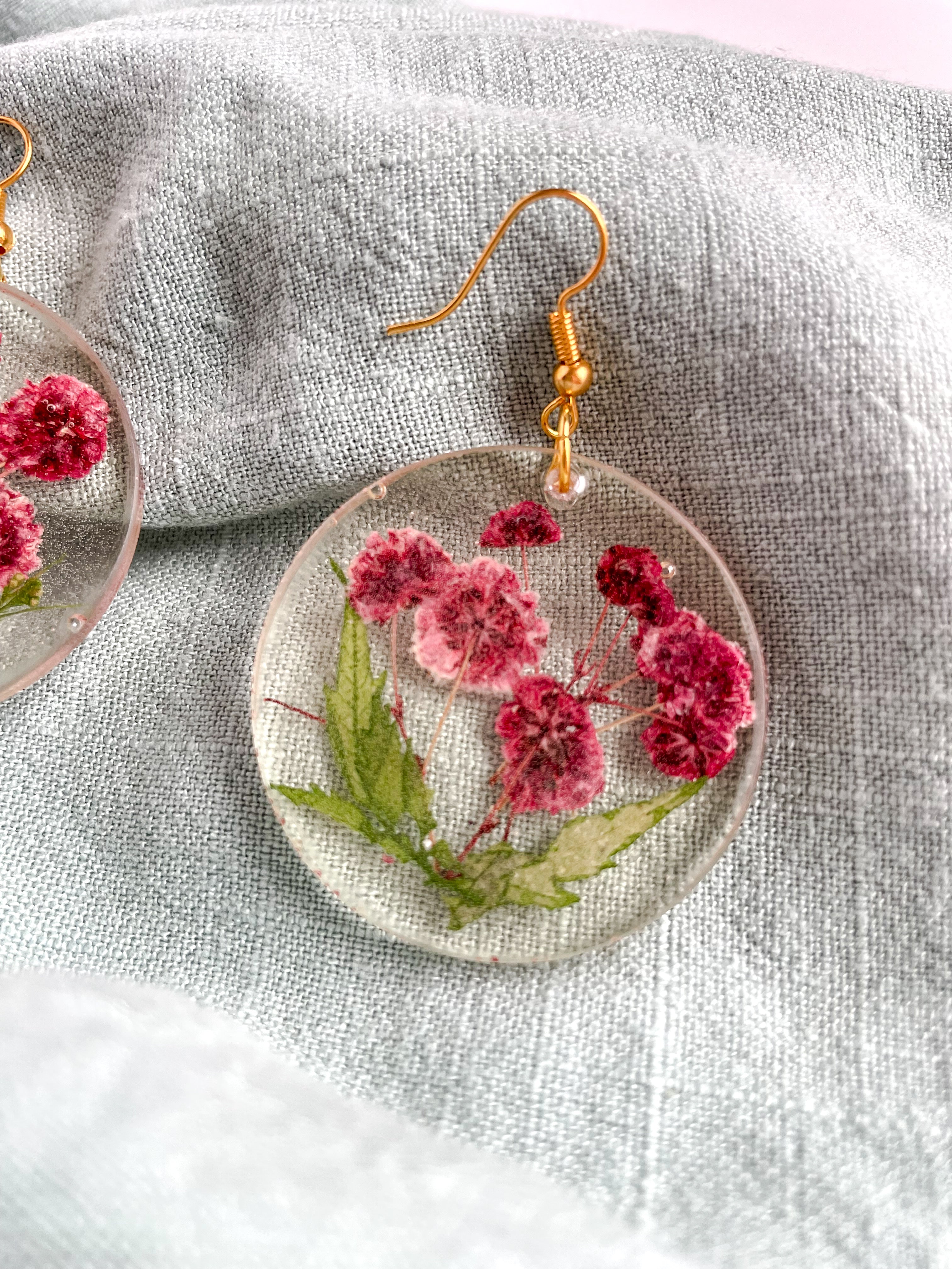 Fuchsia Mini Bloom Resin Earrings Fuchsia Mini Bloom Resin Earrings