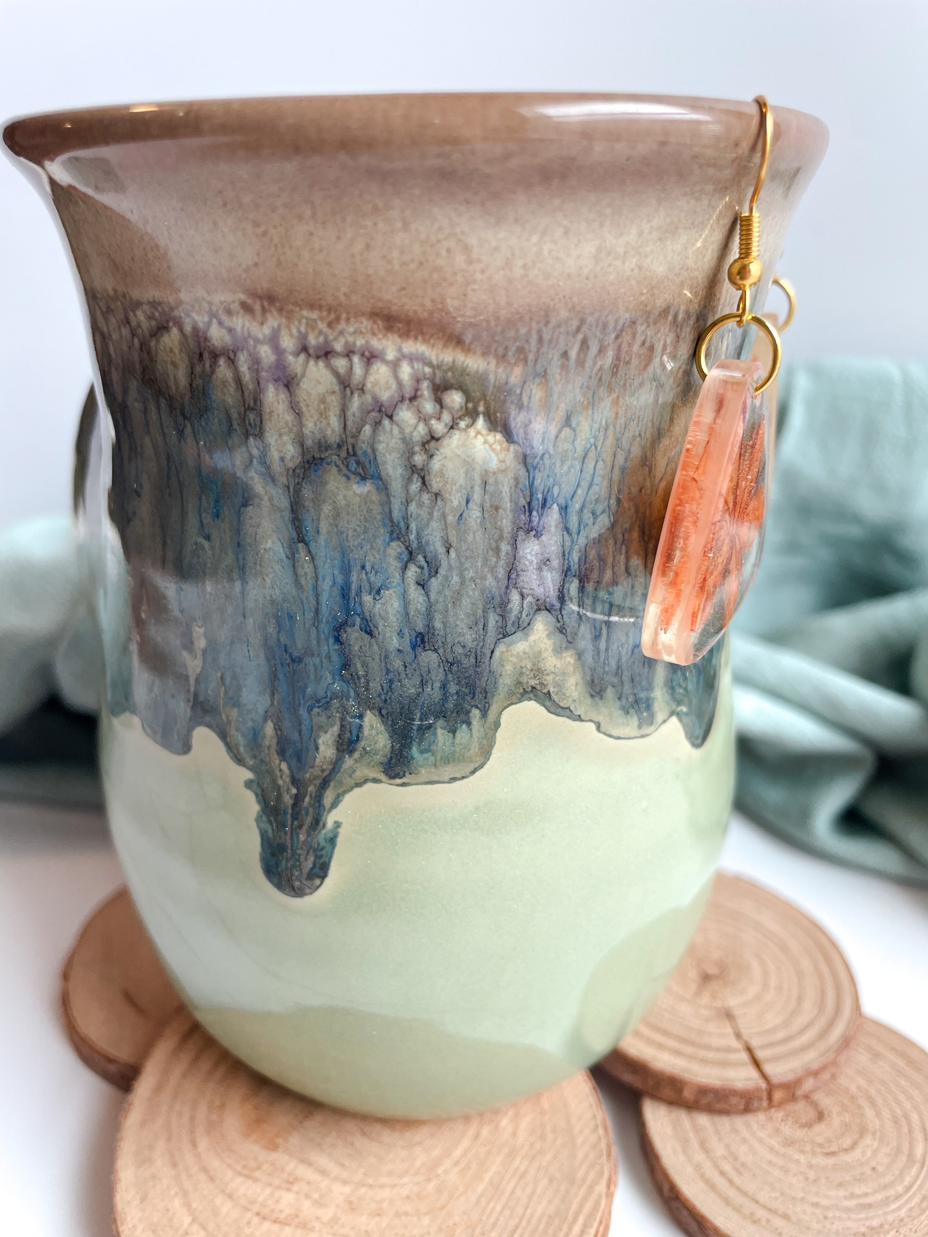 Autumn Orange Triangle Resin Earrings Autumn Orange Triangle Resin Earrings
