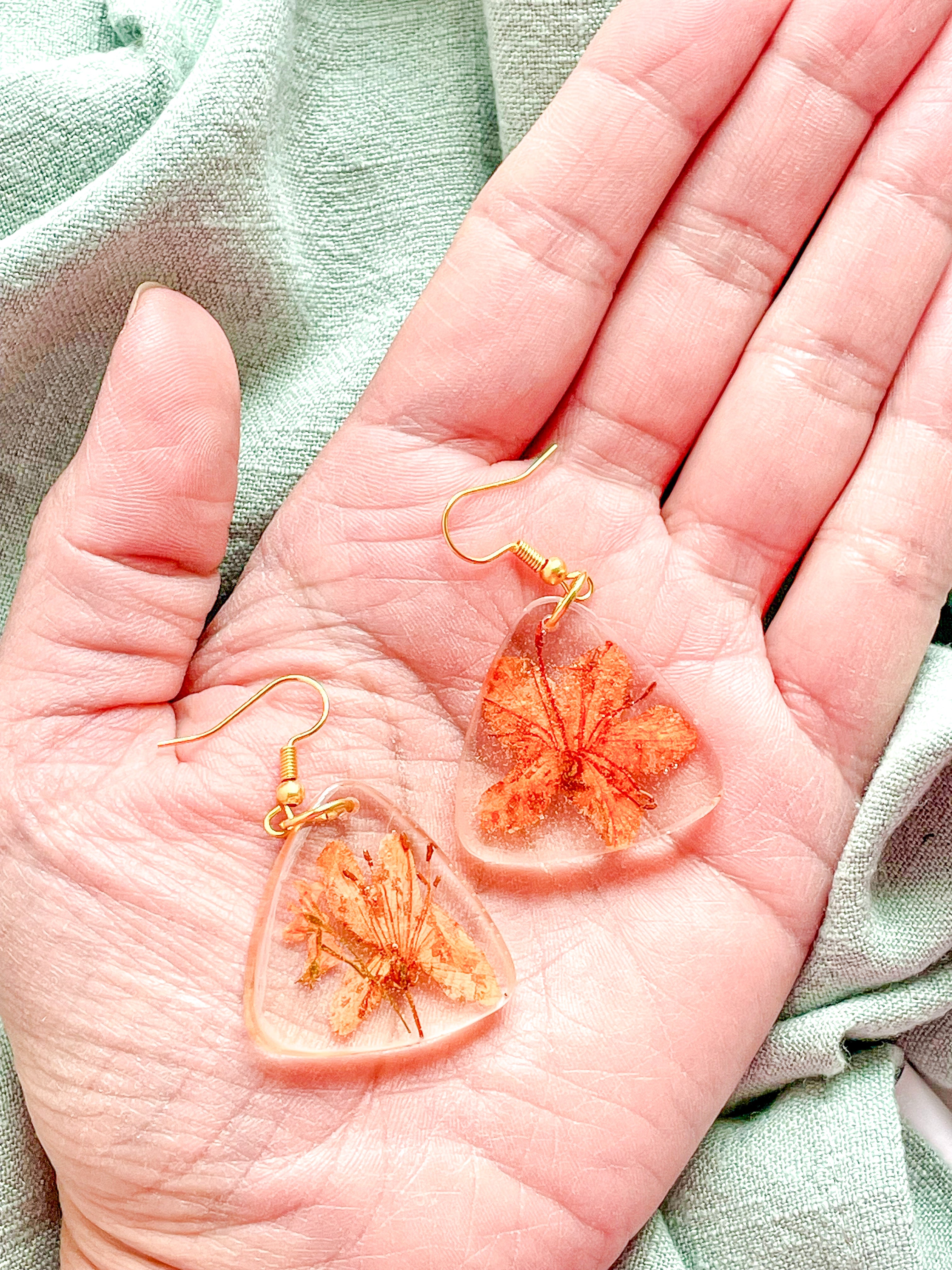 Autumn Orange Triangle Resin Earrings Autumn Orange Triangle Resin Earrings