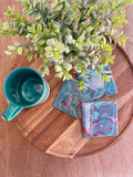 A Touch of Teal- Coasters- 4x A Touch of Teal- Coasters- 4x