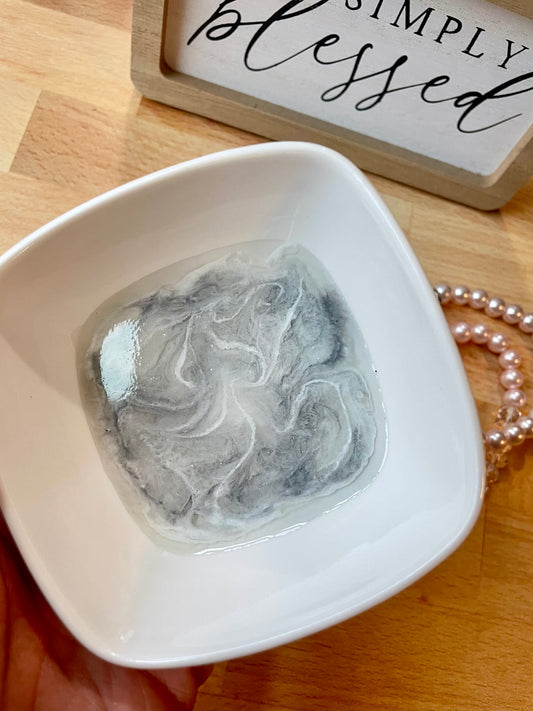 Gray Marble Ceramic Trinket-Ring Dish