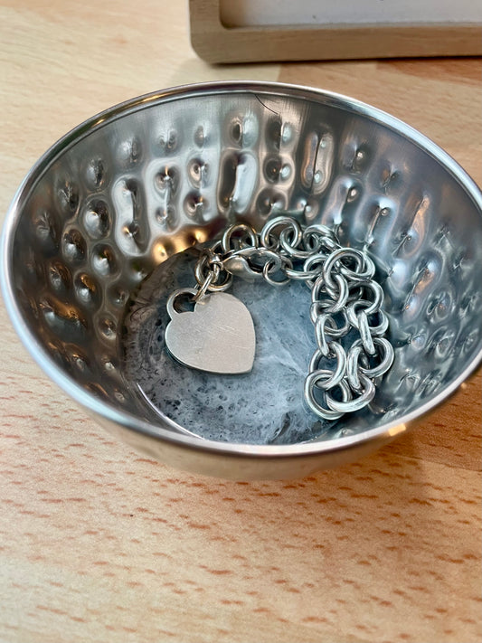 Gray Marble Metal Trinket-Ring Dish