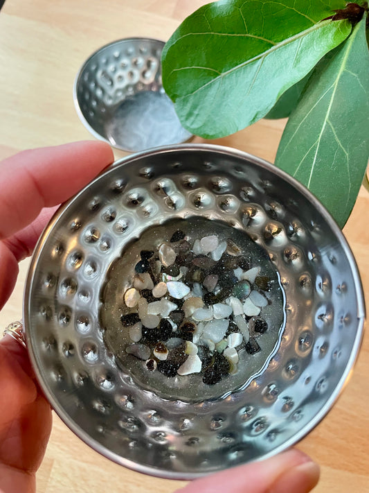 Abalone Stone Metal Trinket-Ring Dish