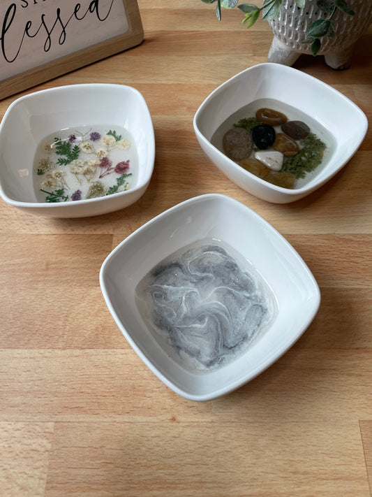 Nature-Inspired Ceramic Trinket Dish Trio – Set of 3-Bundle