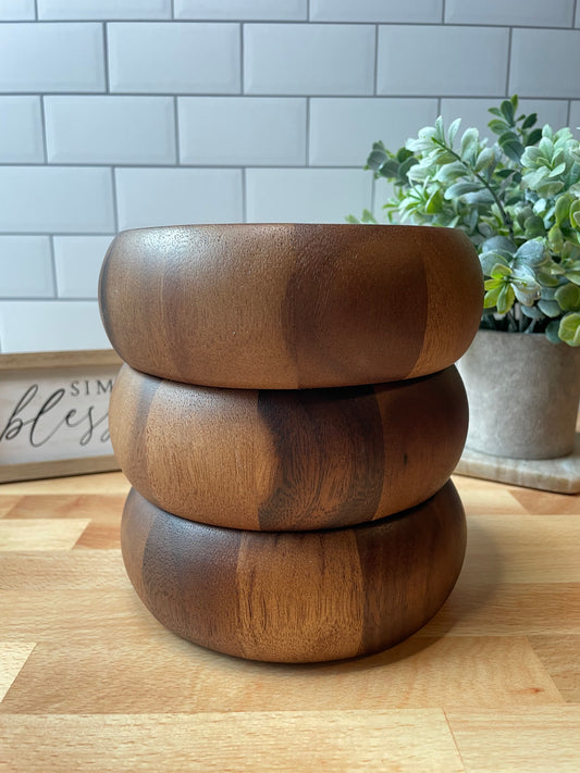 Color Bloom Trinket Dish Trio – Set of 3 Acacia Wood Beauties- Bundle