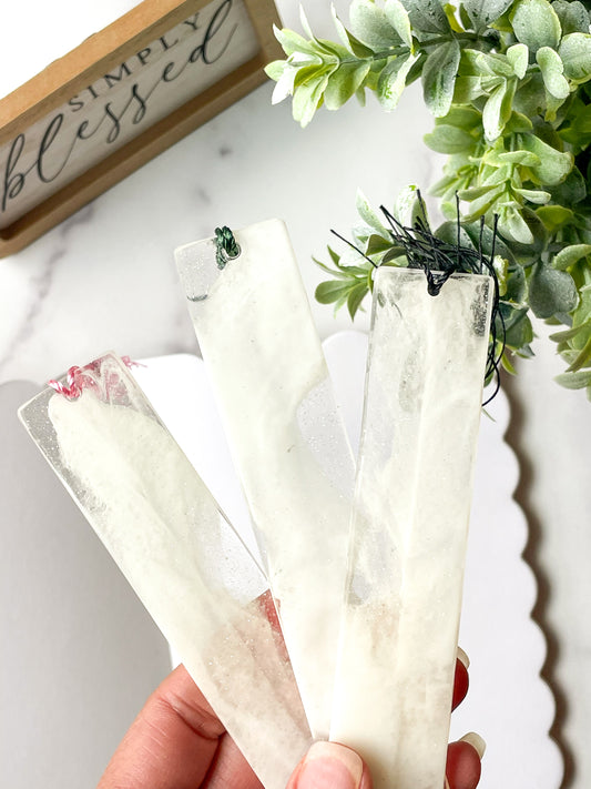 White Translucent Marble-Resin Bookmark Bundle – With Tassel- Set of 3