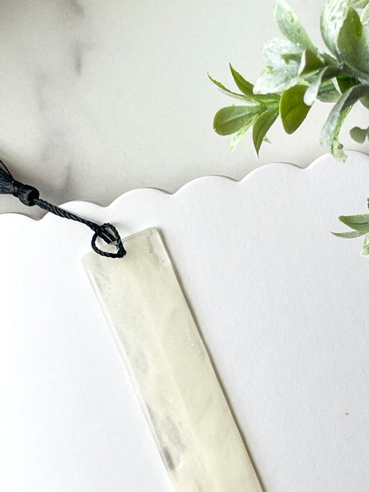 White Translucent Marble-Resin Bookmark Bundle – With Tassel- Set of 3