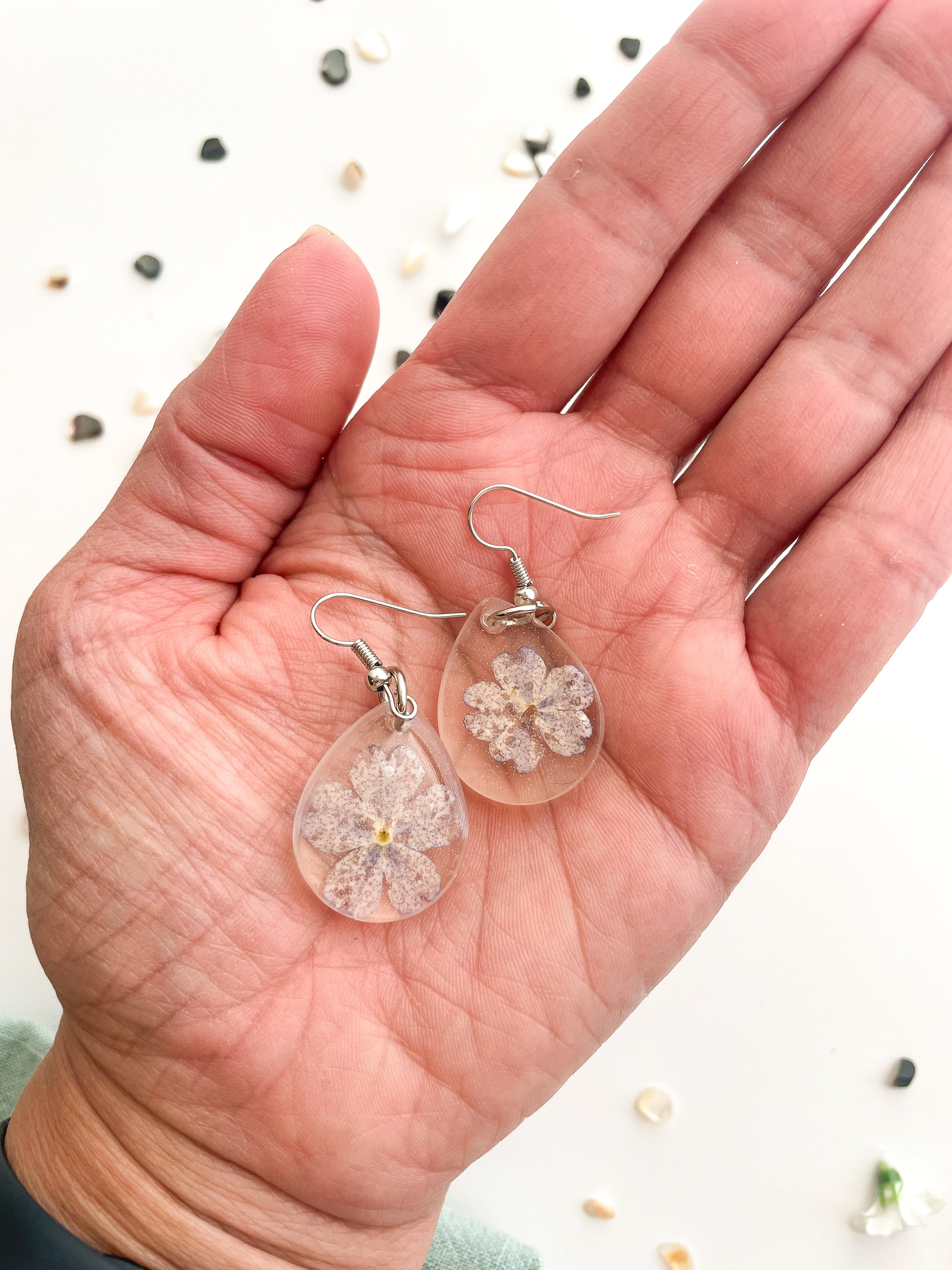 Mini Teardrop Lavender Resin Earrings Mini Teardrop Lavender Resin Earrings