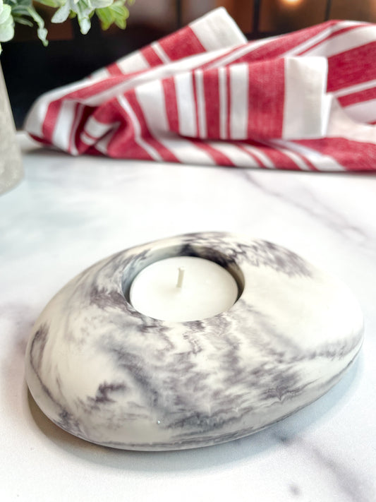 Gray Marbled Stone Tealight Holder