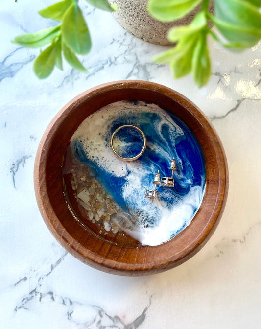 Ocean-Mango Wood Mini Trinket Bowl