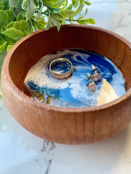 Ocean-Mango Wood Mini Trinket Bowl
