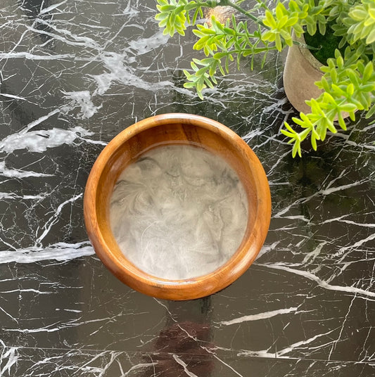 Gray Marble Acacia Wood Trinket-Ring Dish