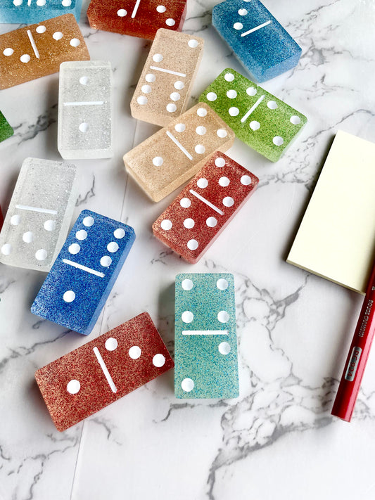 Multicolored Glitter Dominoes- double 6