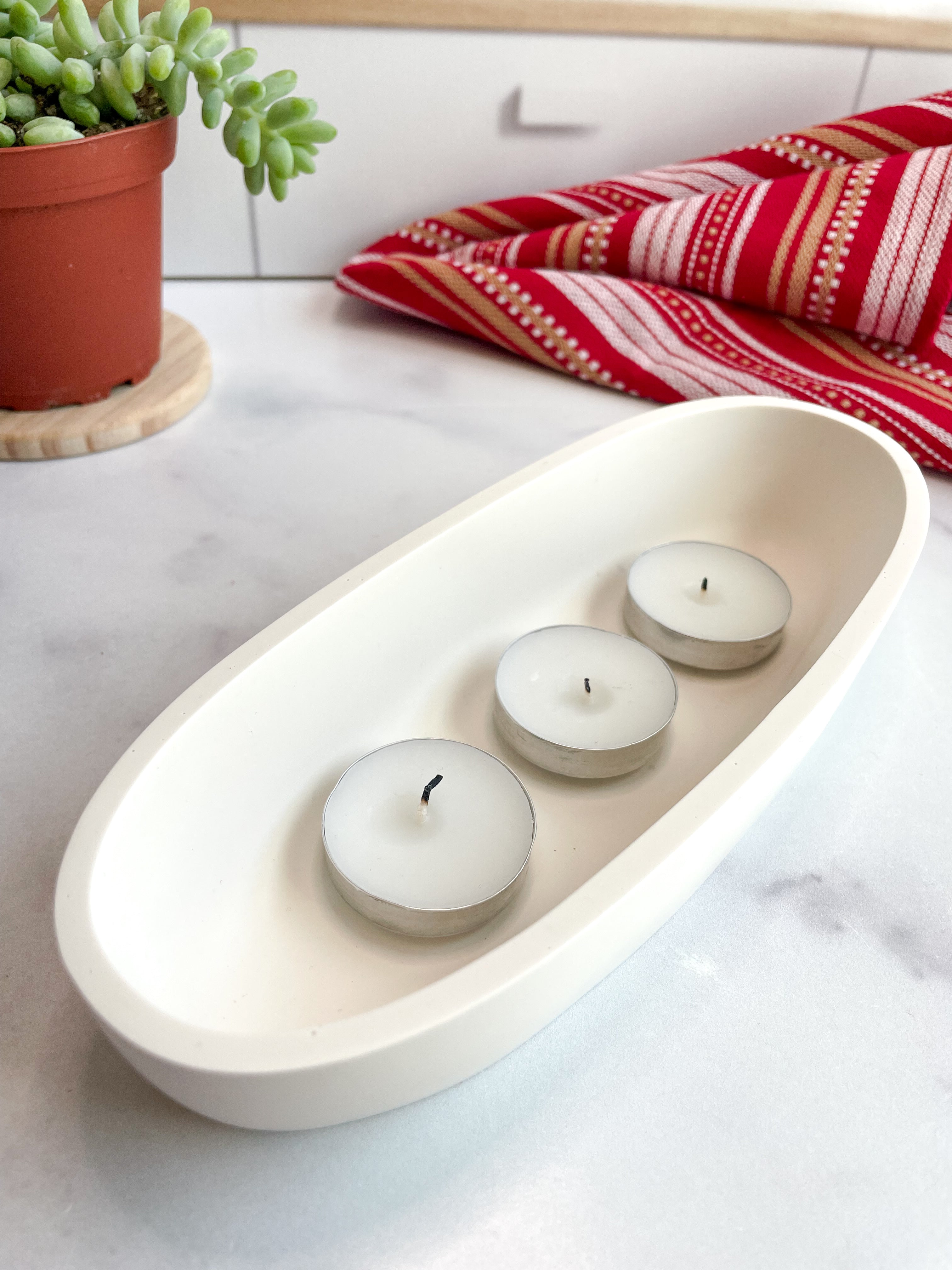 Natural White Stone Candle Vessel