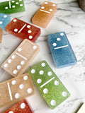 Multicolored Dominoes Classic Game Unique Handmade Resin Art Gift