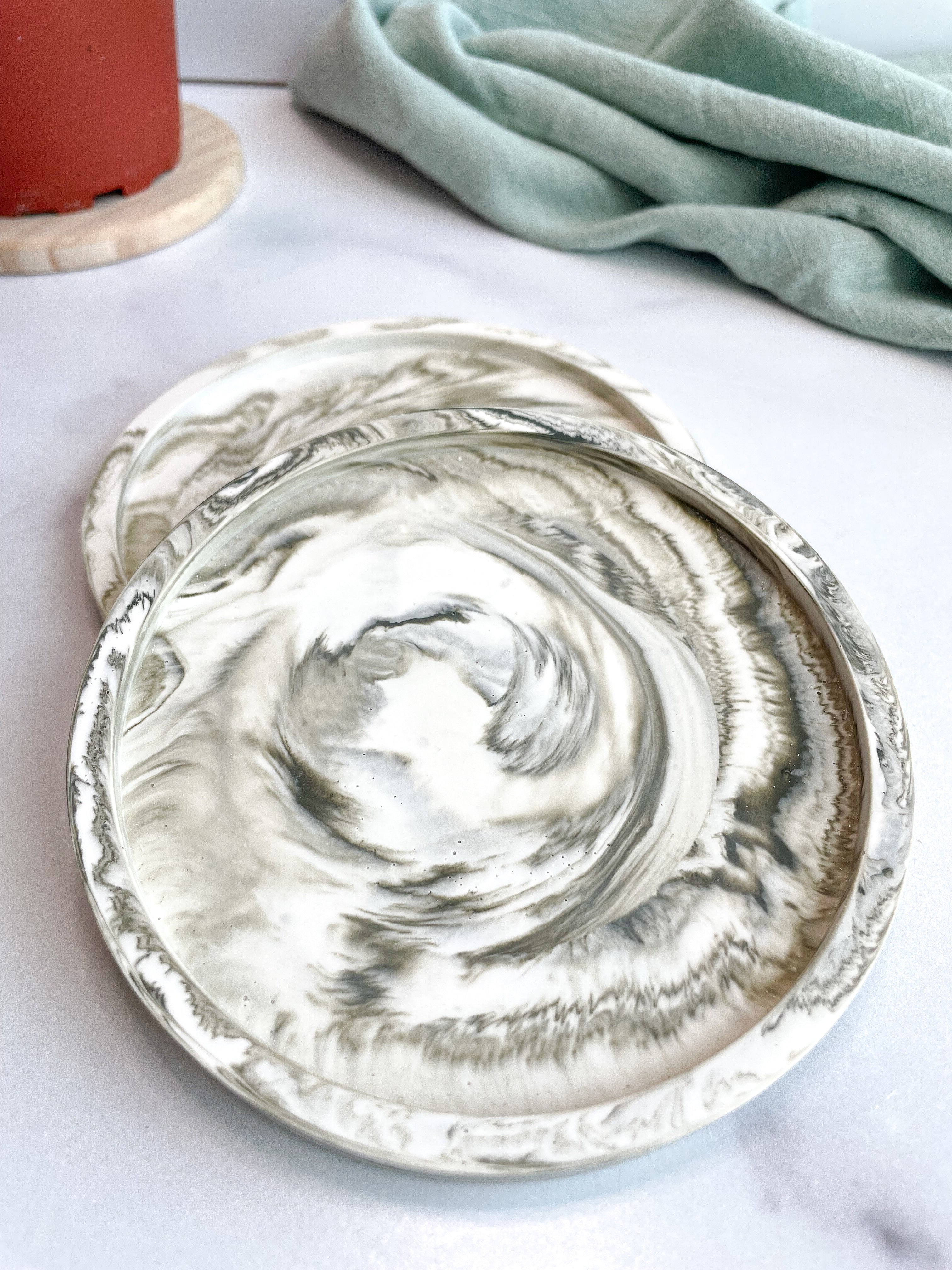 Green Marble Stone Coasters – Set of 2