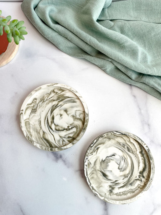 Green Marble Stone Coasters – Set of 2