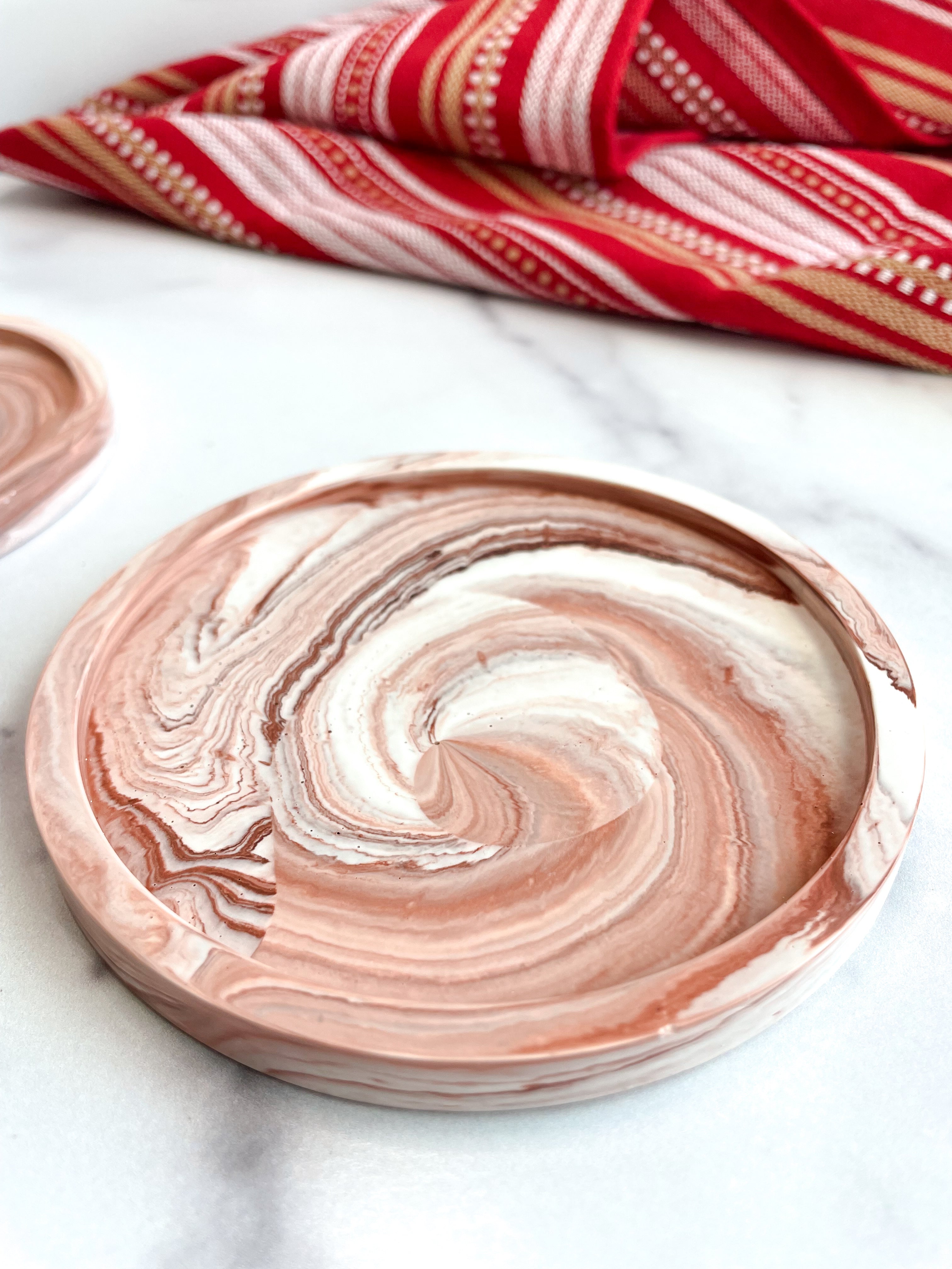 Terracotta Marble Stone Coasters – Set of 2