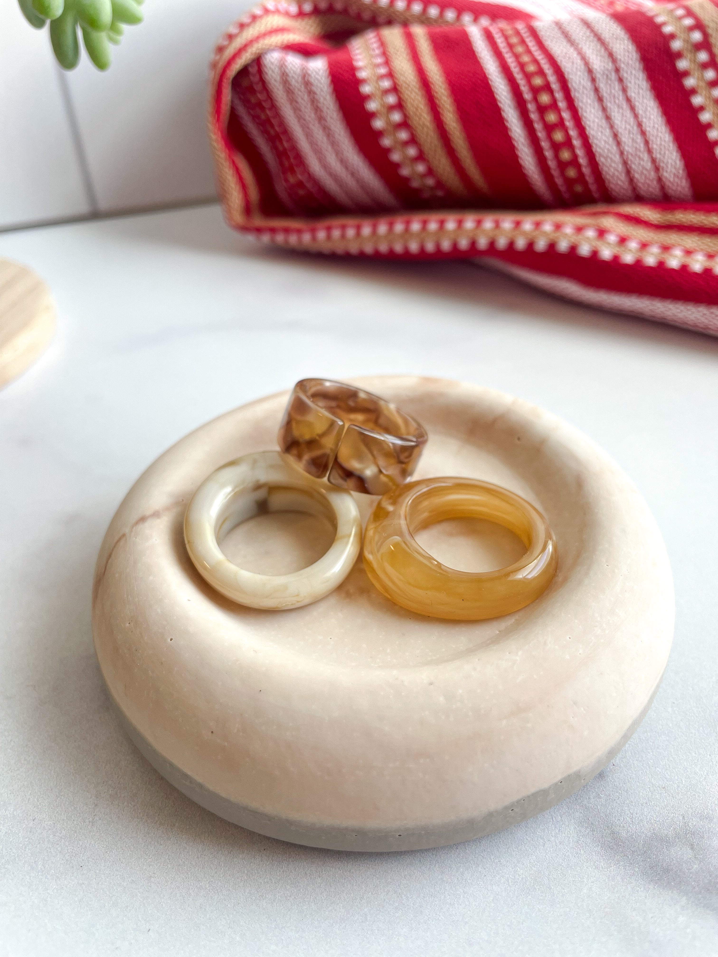 Coffee Marble Stone Ring Dish