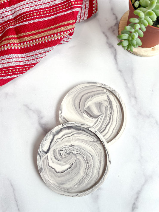 Gray Marble Stone Coasters – Set of 2