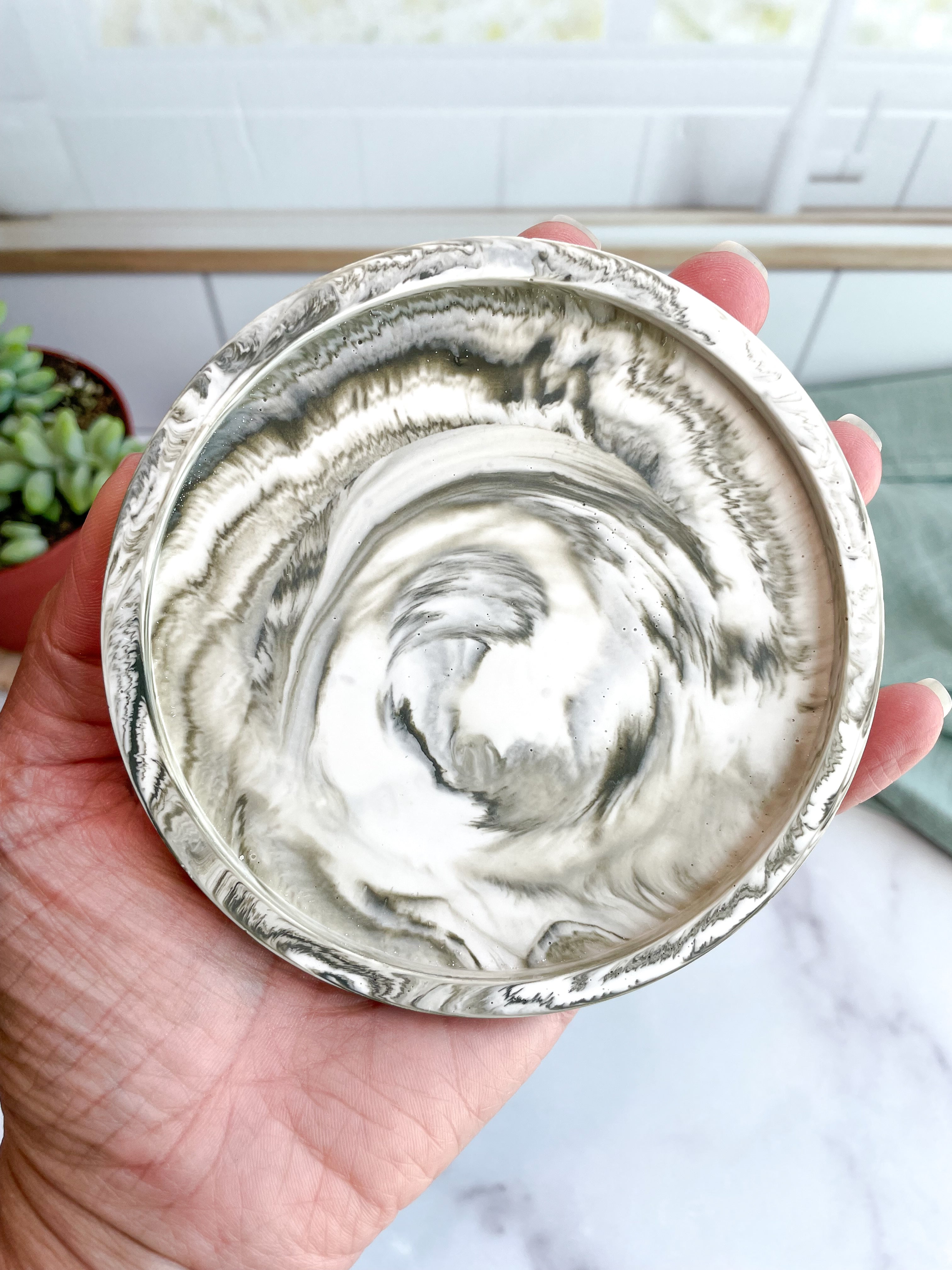 Green Marble Stone Coasters – Set of 2