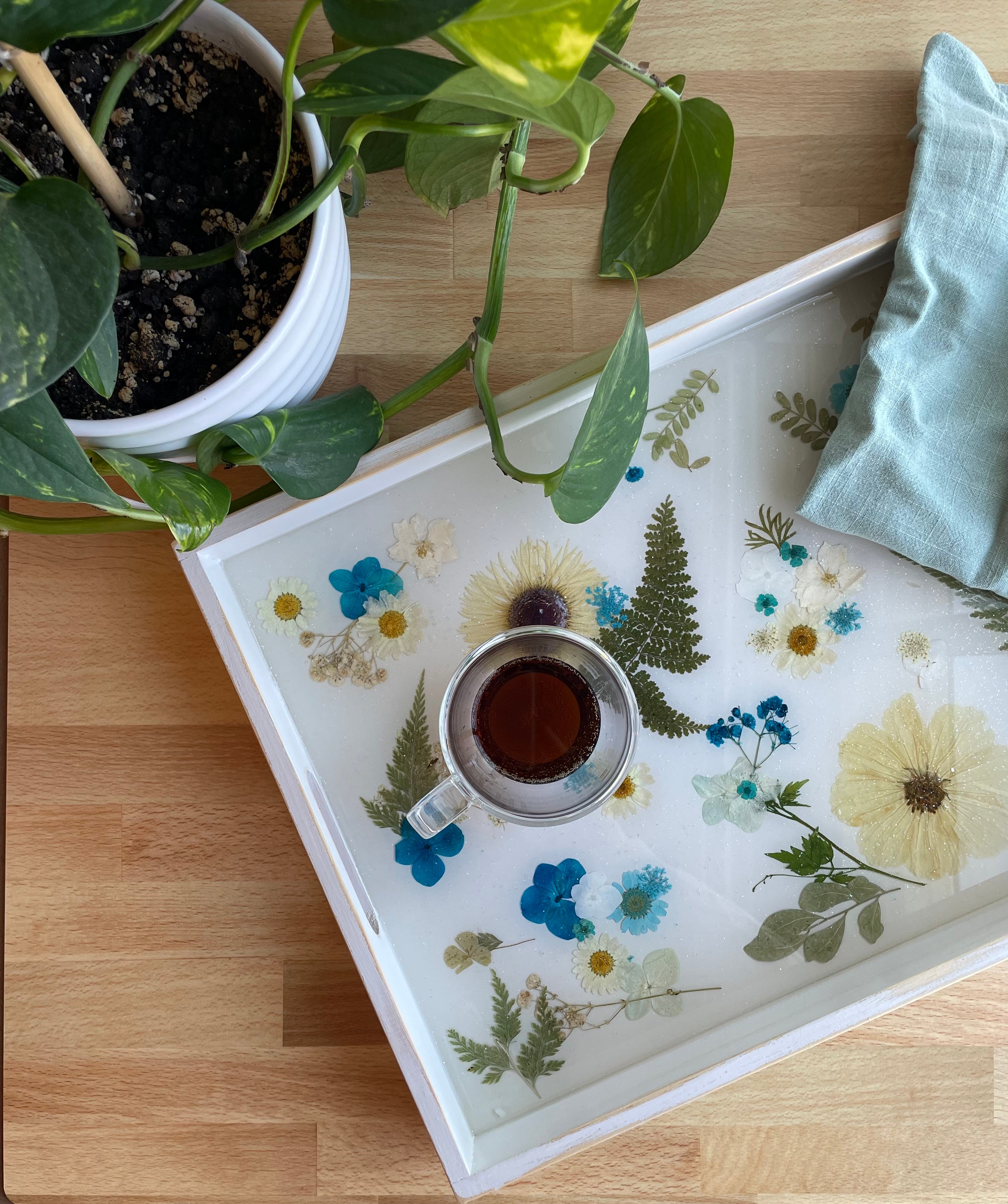 Blue Flower Serving Tray