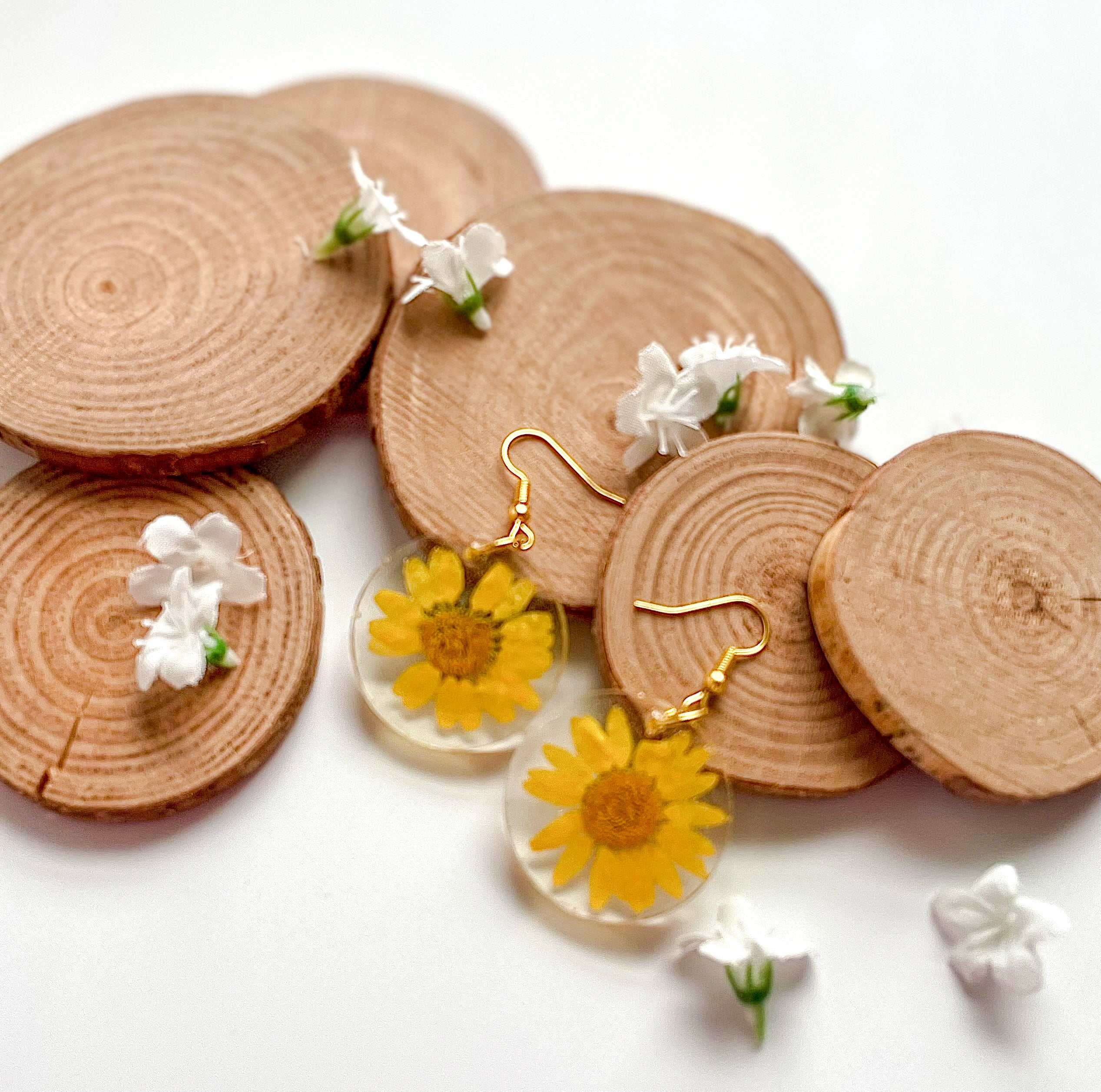 Yellow Daisy Bloom Resin Earrings
