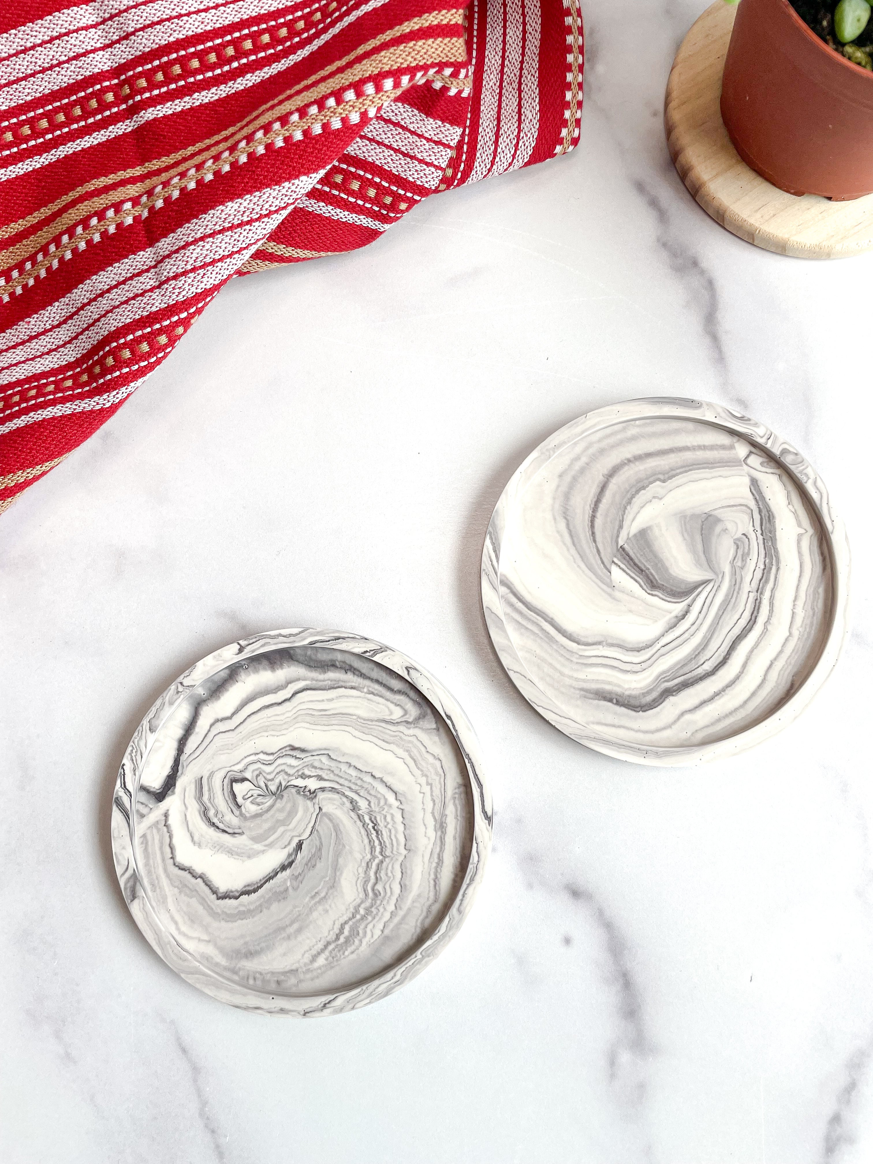 Gray Marble Stone Coasters – Set of 2