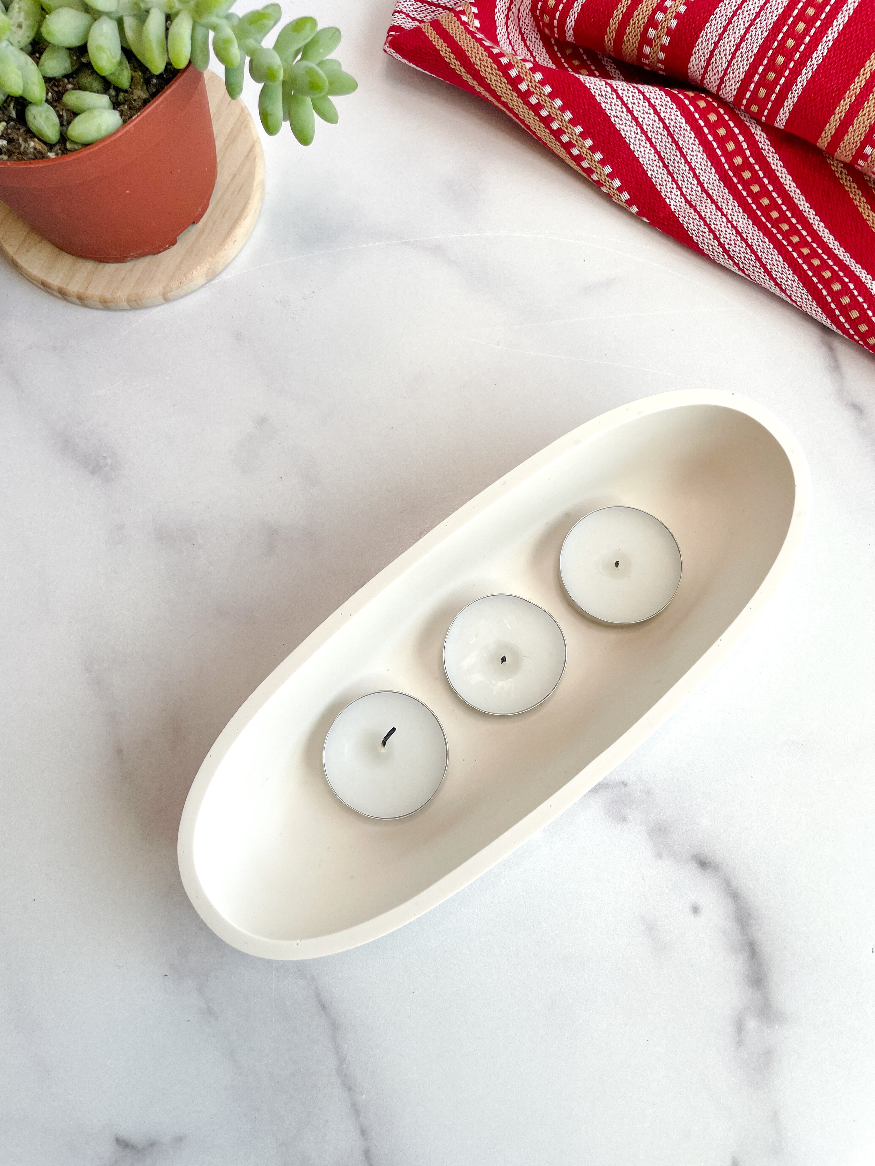 Natural White Stone Candle Vessel