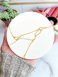 White Kintsugi Stone Coasters – Set of 2