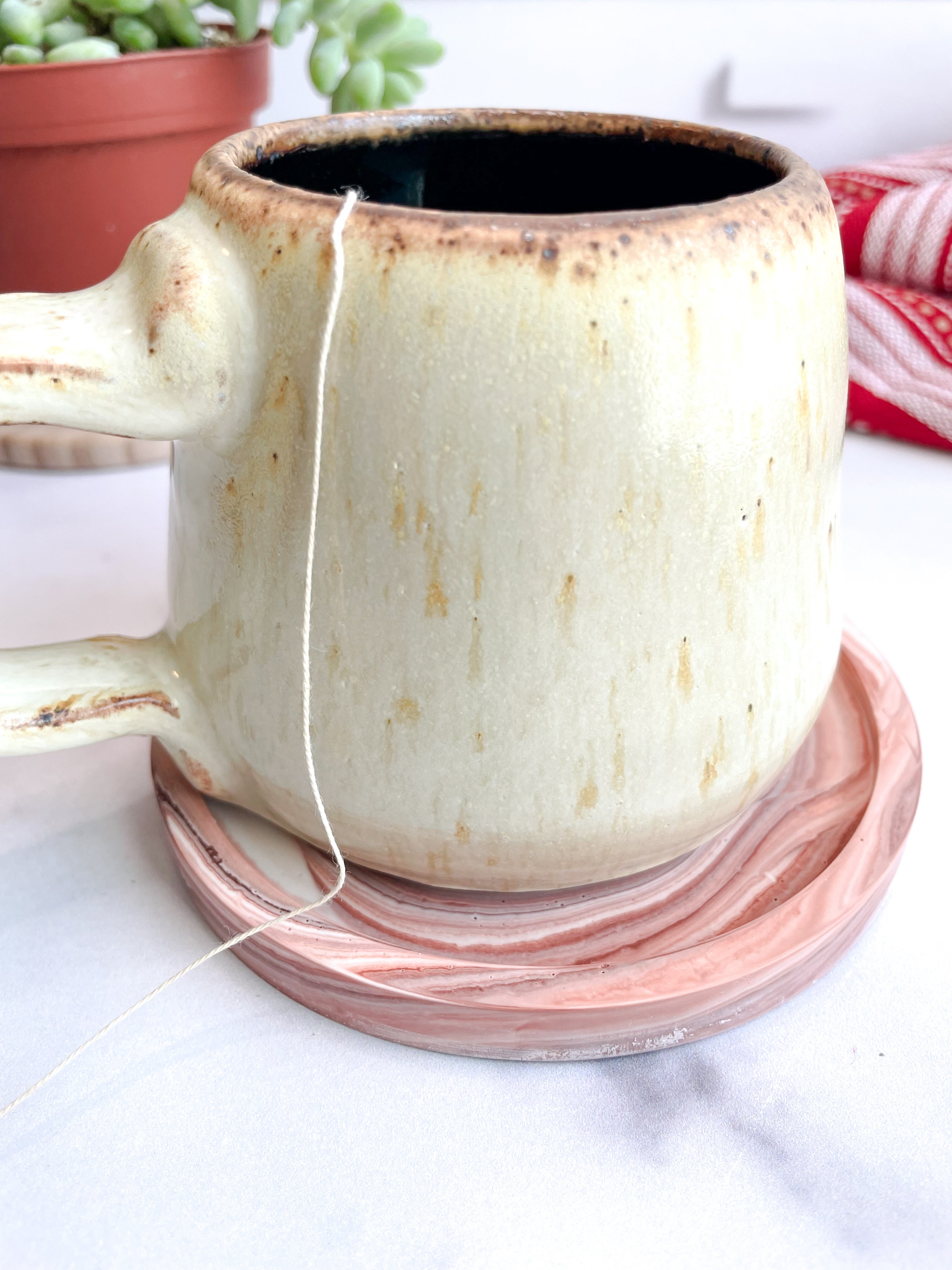 Terracotta Marble Stone Coasters – Set of 2
