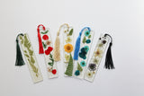 Pressed Flower Resin Bookmark with Tassel – Handmade Clear Bookmark in Blue, Red, Yellow, or Black & White | Nature-Inspired Gift for Readers