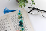 Pressed Flower Resin Bookmark with Tassel – Handmade Clear Bookmark in Blue, Red, Yellow, or Black & White | Nature-Inspired Gift for Readers