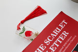 Pressed Flower Resin Bookmark with Tassel – Handmade Clear Bookmark in Blue, Red, Yellow, or Black & White | Nature-Inspired Gift for Readers