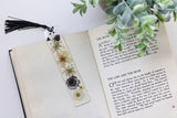 Pressed Flower Resin Bookmark with Tassel – Handmade Clear Bookmark in Blue, Red, Yellow, or Black & White | Nature-Inspired Gift for Readers