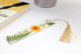 Pressed Flower Resin Bookmark with Tassel – Handmade Clear Bookmark in Blue, Red, Yellow, or Black & White | Nature-Inspired Gift for Readers