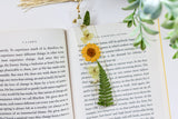 Pressed Flower Resin Bookmark with Tassel – Handmade Clear Bookmark in Blue, Red, Yellow, or Black & White | Nature-Inspired Gift for Readers