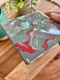 Teal and Pink Cotton Candy Coasters Unique Handmade Resin Art Kitchen Decor