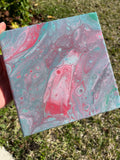 Teal and Pink Cotton Candy Abstract Modern Wall Art Unique Resin Art Home Decor