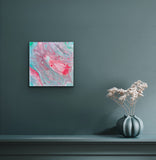 Teal and Pink Cotton Candy Abstract Modern Wall Art Unique Resin Art Home Decor