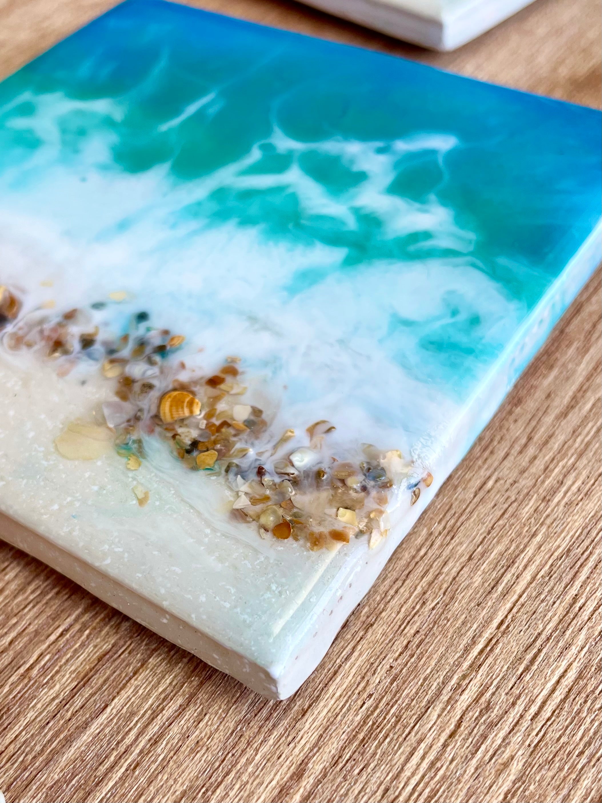 Resin Beach Coasters Unique Handmade Luxury Art Kitchen decor