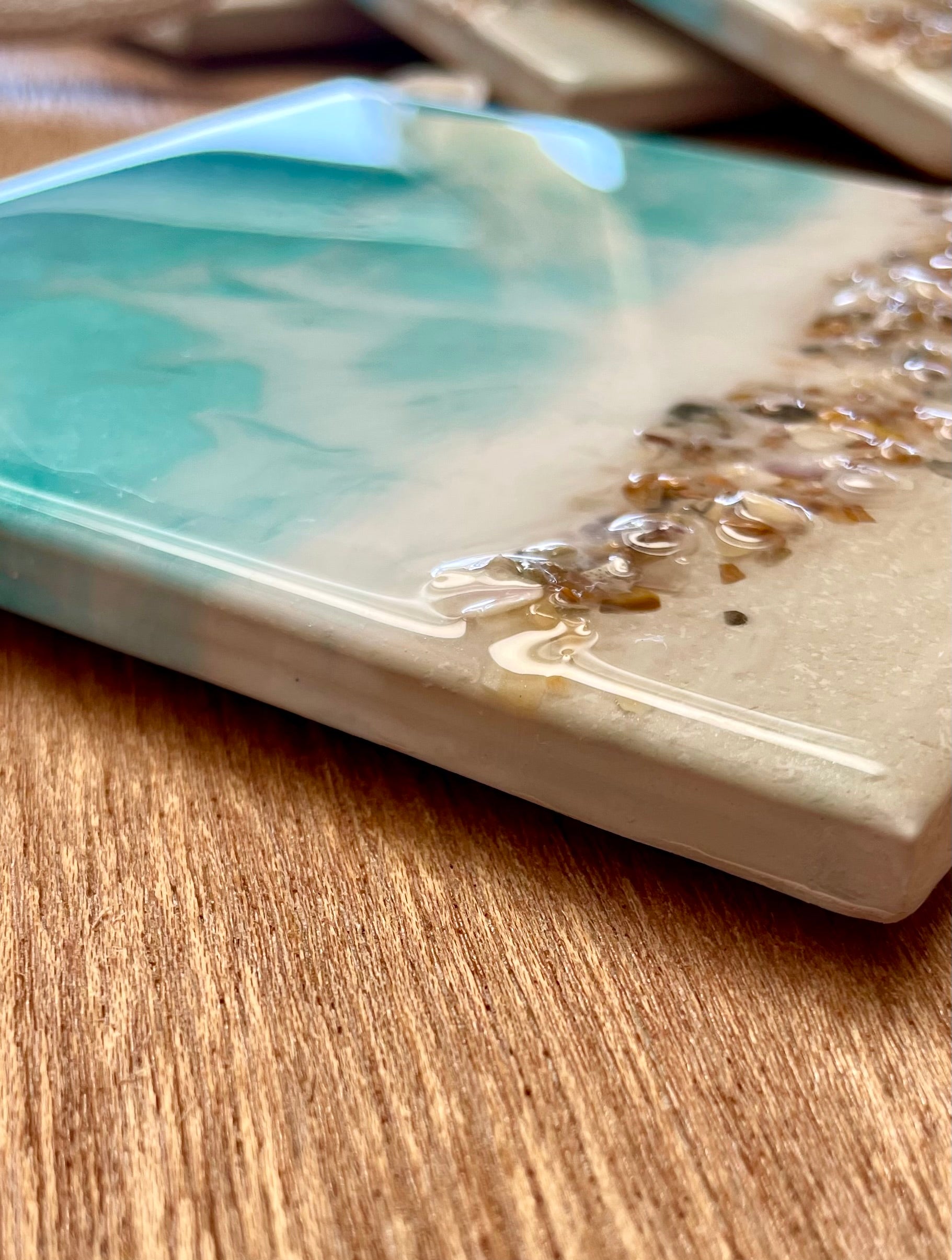 Resin Beach Coasters Unique Handmade Luxury Art Kitchen decor